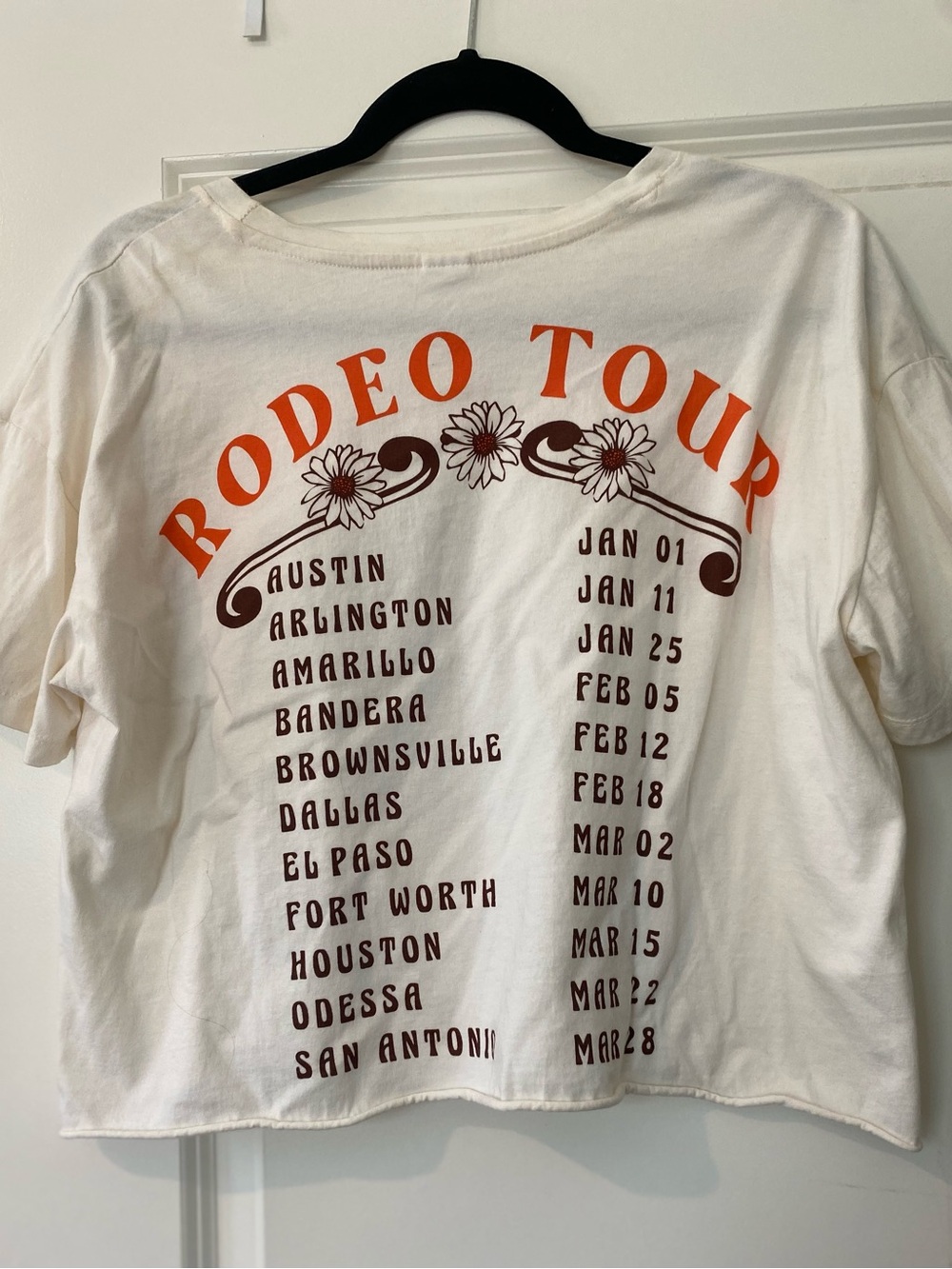 Rodeo Tour Austin Texas Wild West Crop Tshirt with Cowboy and Daisies - Sz Large - Picture 2 of 7